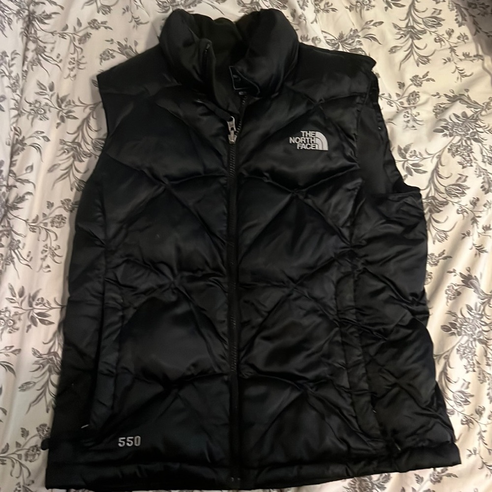 Womens The North Face 550 Fill Nuptse Down black Quilted Puffer Vest Jacket Sz M
